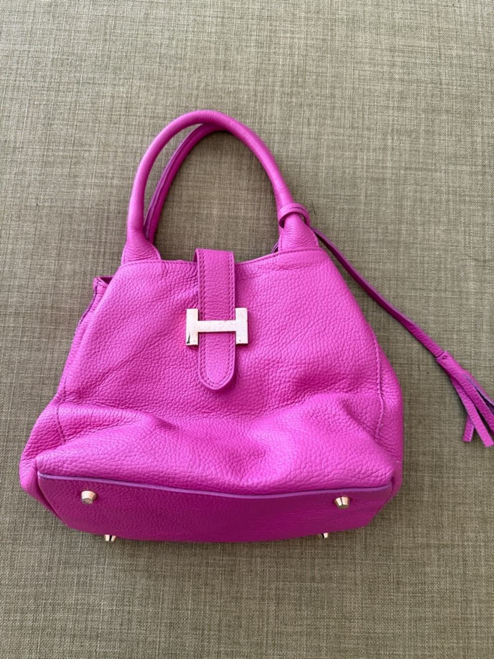 Courage B Magenta Italian Pebbled Leather Tote + Matching Coin Purse